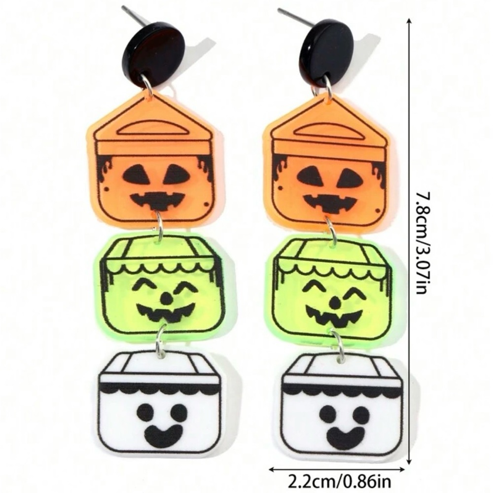 Halloween Pumpkin and Ghost Earrings - Picture 2 of 2